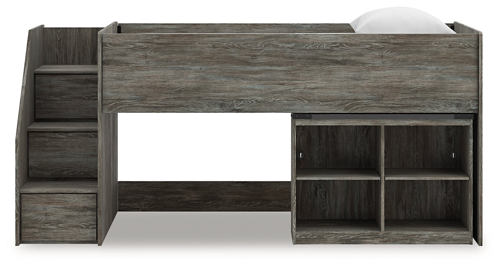 Frandern Twin Loft Bed with Bookcase Storage