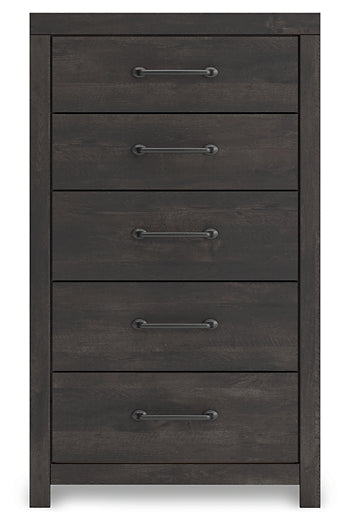 Hollivern King Panel Bed with Mirrored Dresser, Chest and Nightstand