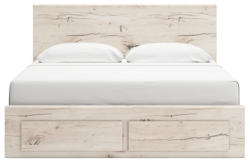 King Panel Storage Bed with Mirrored Dresser