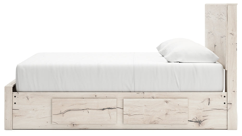 King Panel Storage Bed with Mirrored Dresser