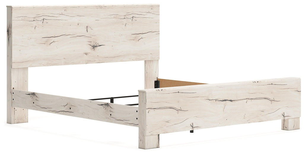 King Panel Bed with Mirrored Dresser and Chest