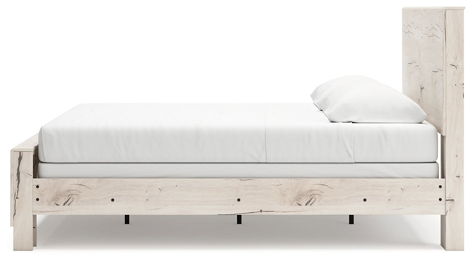 King Panel Bed with Mirrored Dresser and Chest