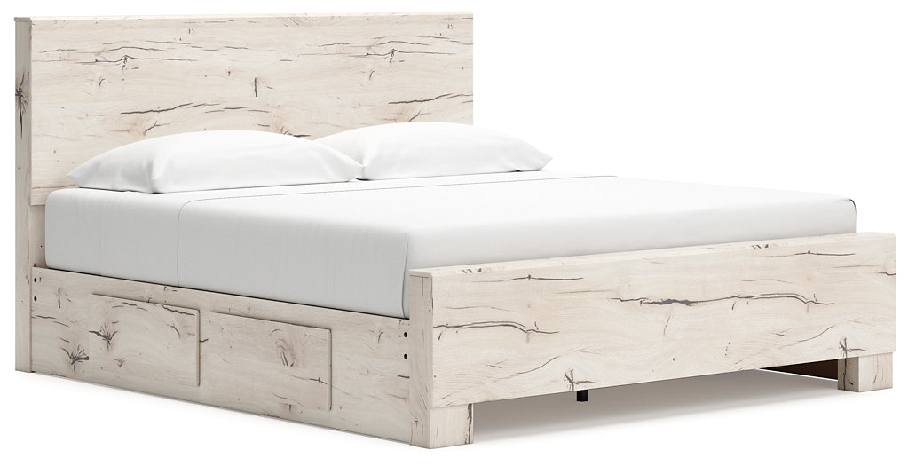 King Panel Bed with Mirrored Dresser, Chest and Nightstand