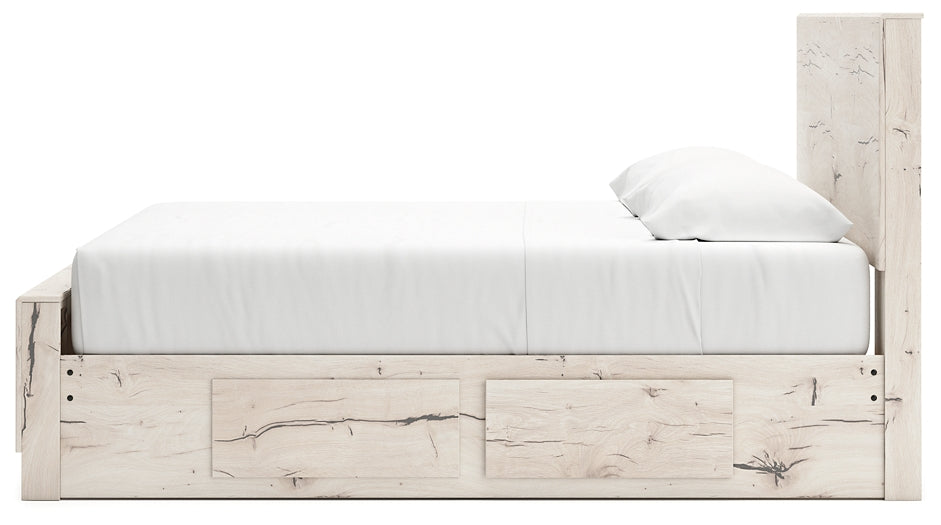 King Panel Bed with Mirrored Dresser and Chest