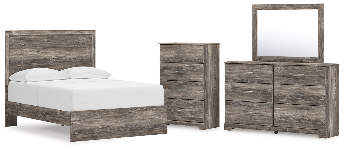 Ralinksi Full Panel Bed with Mirrored Dresser and Chest