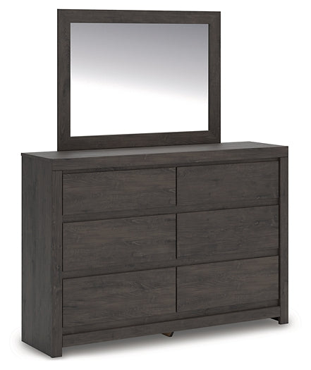 Queen Panel Bed with Mirrored Dresser and Chest