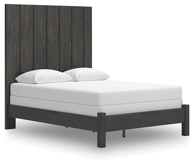 Queen Panel Bed with Mirrored Dresser and Chest