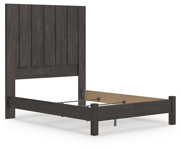 Queen Panel Bed with Mirrored Dresser and Chest