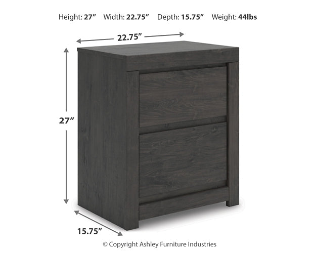 King Panel Storage Bed with Mirrored Dresser and Nightstand