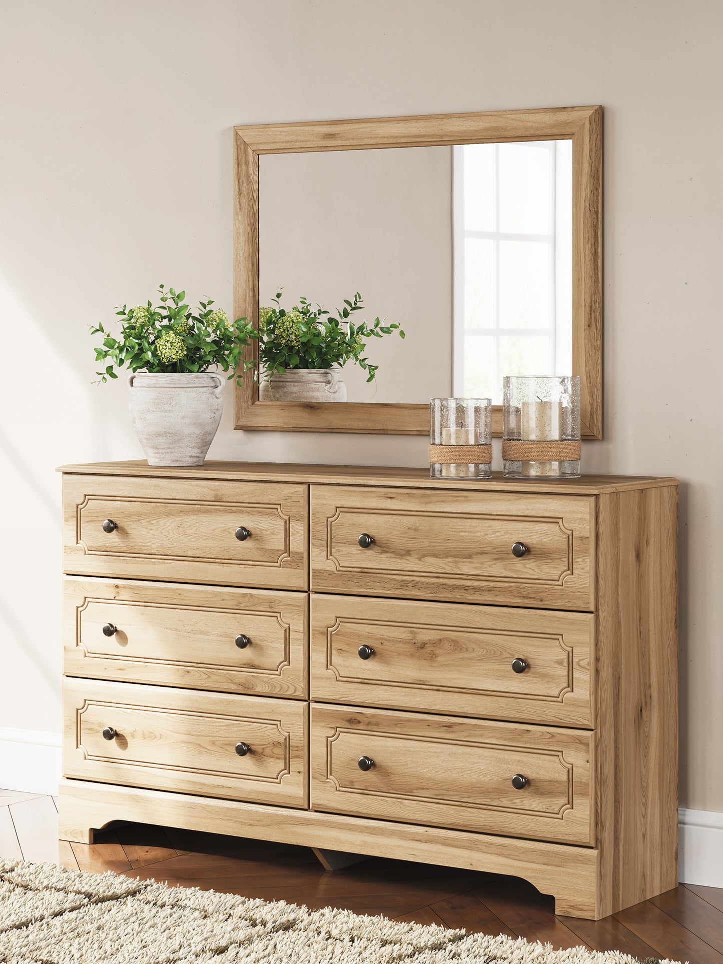 Aleaport Full Panel Bed with Mirrored Dresser and Nightstand