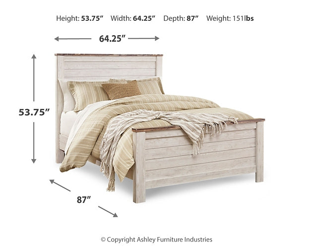 Willowton Panel Bed With Mirrored Dresser, Chest And Nightstand