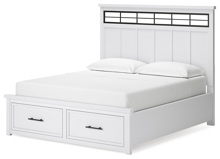 Ashbryn California King Panel Storage Bed with Mirrored Dresser and Nightstand