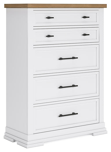 Ashbryn King Panel Storage Bed with Mirrored Dresser and Chest