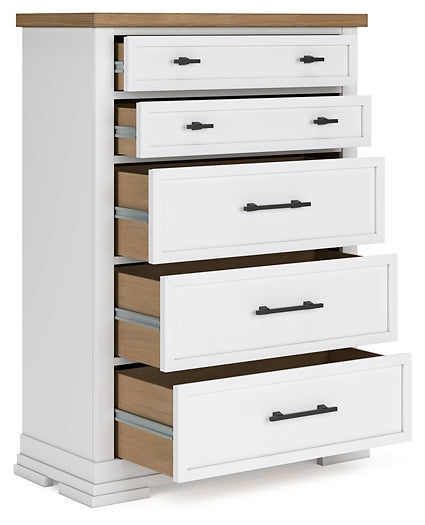 Ashbryn King Panel Storage Bed with Mirrored Dresser and Chest