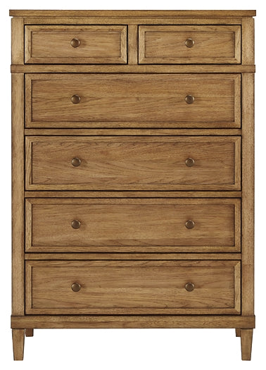 Sharlance California King Upholstered Panel Bed with Mirrored Dresser and Chest