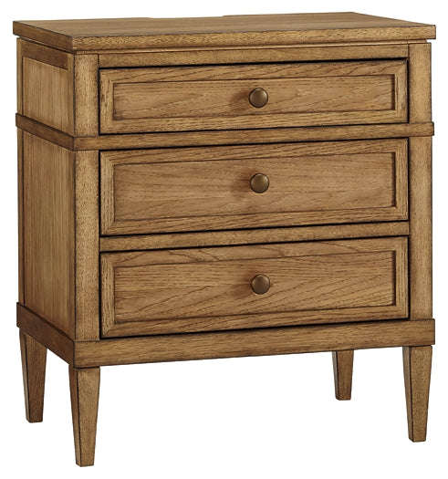 Sharlance King Upholstered Panel Bed with Mirrored Dresser and Nightstand