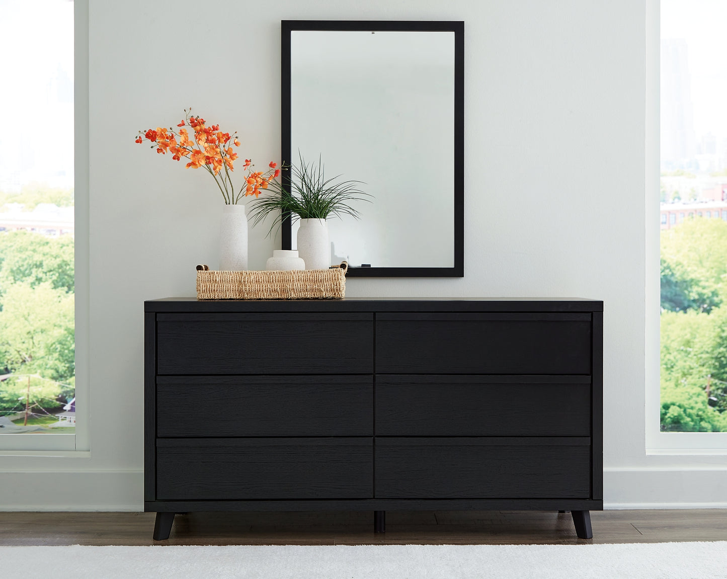 Danziar Queen Panel Bed with Mirrored Dresser, Chest and Nightstand