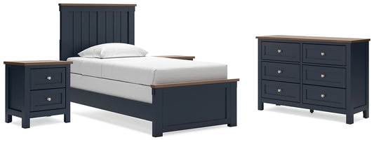 Landocken Twin Panel Bed with Dresser and 2 Nightstands