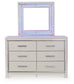 Zyniden Full Upholstered Panel Headboard with Mirrored Dresser and Chest