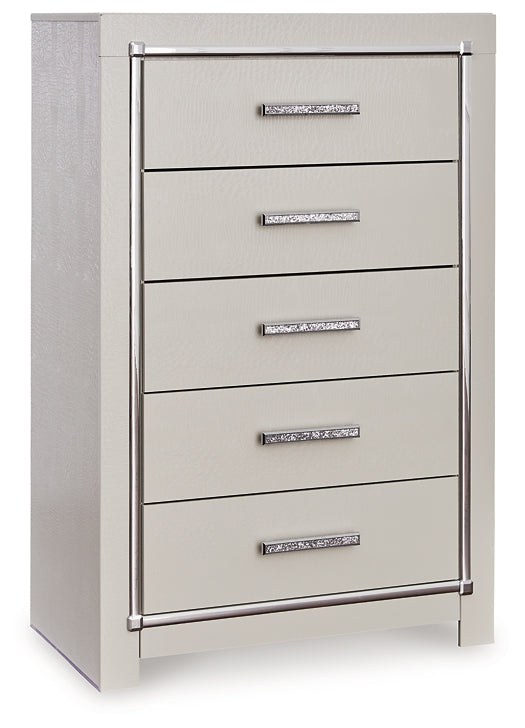 Zyniden Full Upholstered Panel Headboard with Mirrored Dresser and Chest