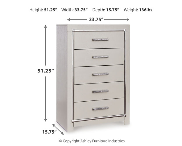 Zyniden Full Upholstered Panel Headboard with Mirrored Dresser and Chest