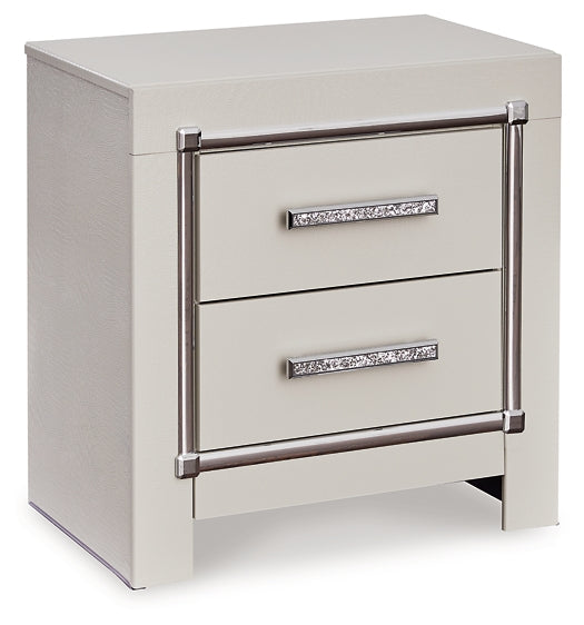 Zyniden Full Upholstered Panel Headboard with Mirrored Dresser, Chest and Nightstand