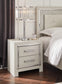 Zyniden Full Upholstered Panel Headboard with Mirrored Dresser, Chest and Nightstand
