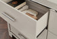 Zyniden Full Upholstered Panel Headboard with Mirrored Dresser, Chest and Nightstand