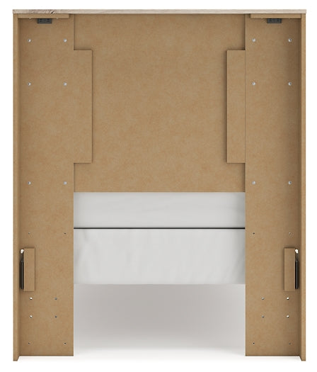 Twin Panel Headboard with Mirrored Dresser and Chest