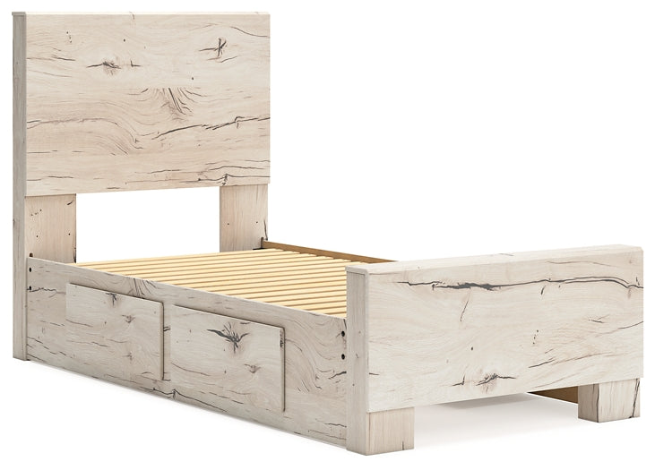 Twin Panel Bed with Storage with Mirrored Dresser and Chest