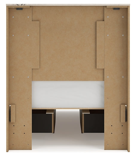 Twin Panel Bed with Storage with Mirrored Dresser and Chest
