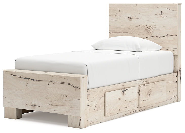 Twin Panel Bed with Storage with Mirrored Dresser and Chest