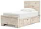 Twin Panel Bed with Storage with Mirrored Dresser and Chest