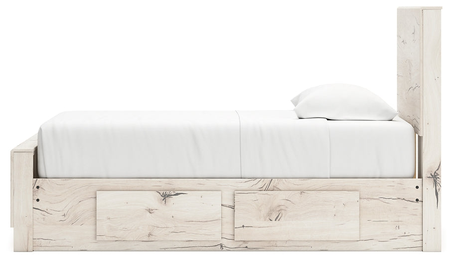 Twin Panel Bed with Storage with Mirrored Dresser and Chest