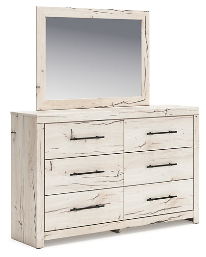Full Panel Storage Bed with Mirrored Dresser and Chest