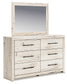 Full Panel Storage Bed with Mirrored Dresser and Chest