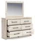 Full Panel Storage Bed with Mirrored Dresser and Chest