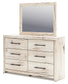 Full Panel Storage Bed with Mirrored Dresser and Chest