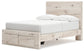 Full Panel Storage Bed with Mirrored Dresser and Chest