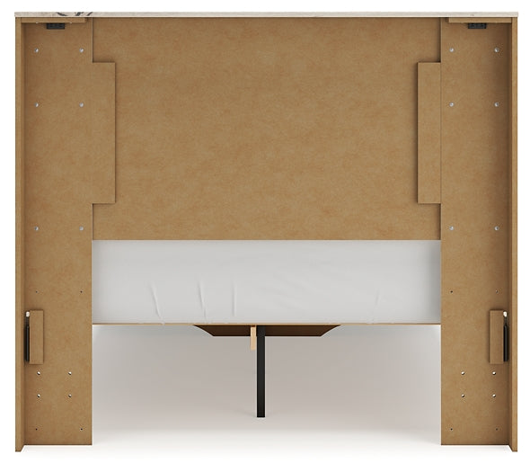 Full Panel Storage Bed with Mirrored Dresser and Chest