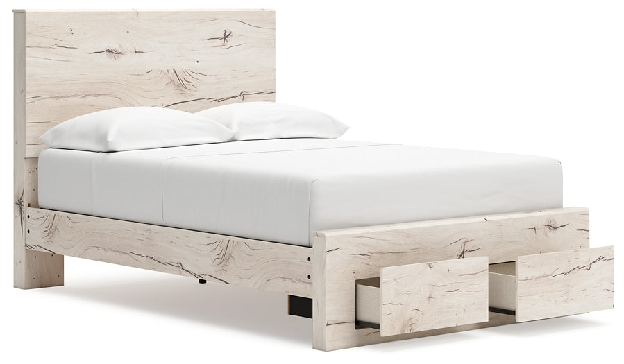 Full Panel Storage Bed with Mirrored Dresser and Chest