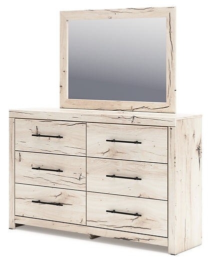 Full Panel Storage Bed with Mirrored Dresser and Chest