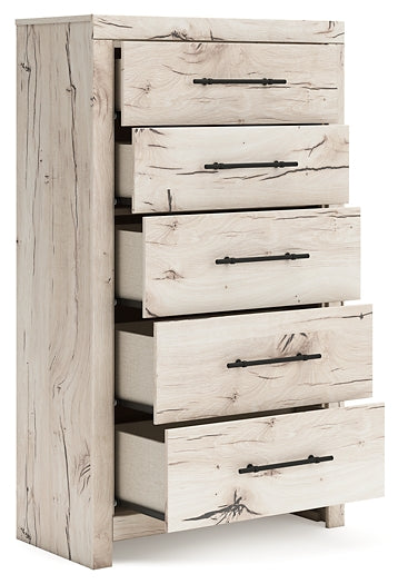 Full Panel Storage Bed with Mirrored Dresser and Chest