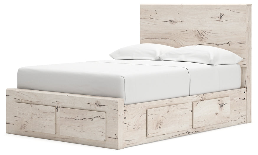 Full Panel Storage Bed with Mirrored Dresser and Chest