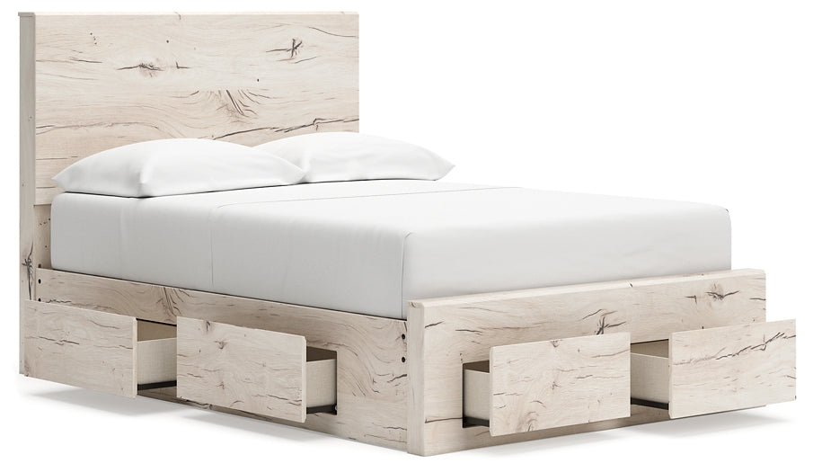 Full Panel Storage Bed with Mirrored Dresser and Chest