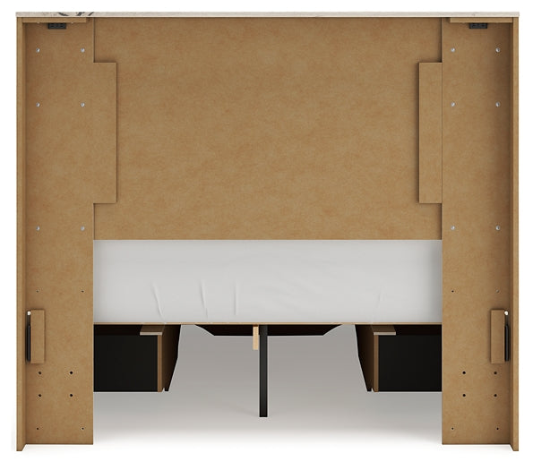 Full Panel Storage Bed with Mirrored Dresser and Chest