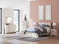 Full Panel Storage Bed with Mirrored Dresser and Chest
