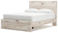 Queen Panel Storage Bed with Mirrored Dresser and Chest