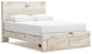 Queen Panel Storage Bed with Mirrored Dresser and Chest