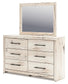 King Panel Storage Bed with Mirrored Dresser, Chest and Nightstand